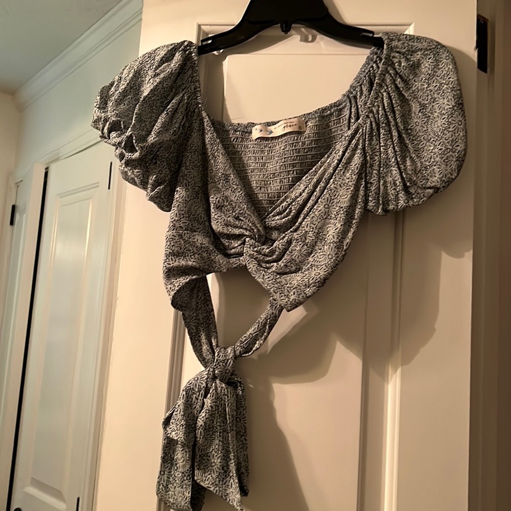 Boutique teal wrap around crop top
